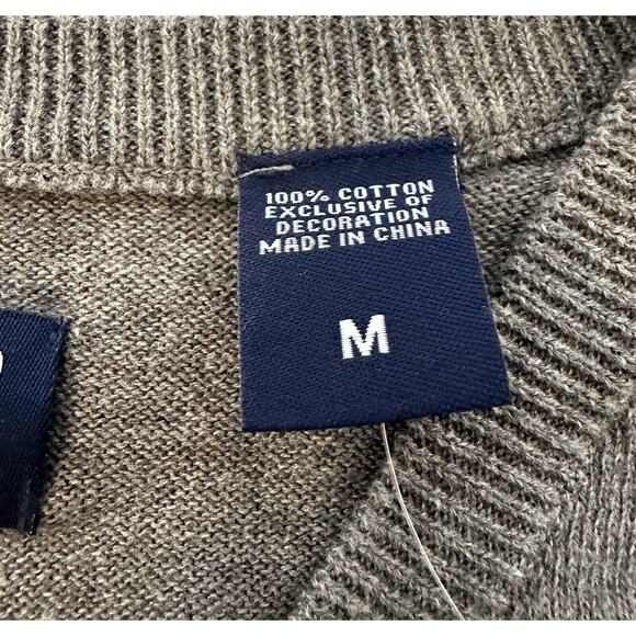 Chaps Sweater Vest Mens M Grey Argyle V-neck Sleeveless Golf 100% Cotton - Picture 2 of 6